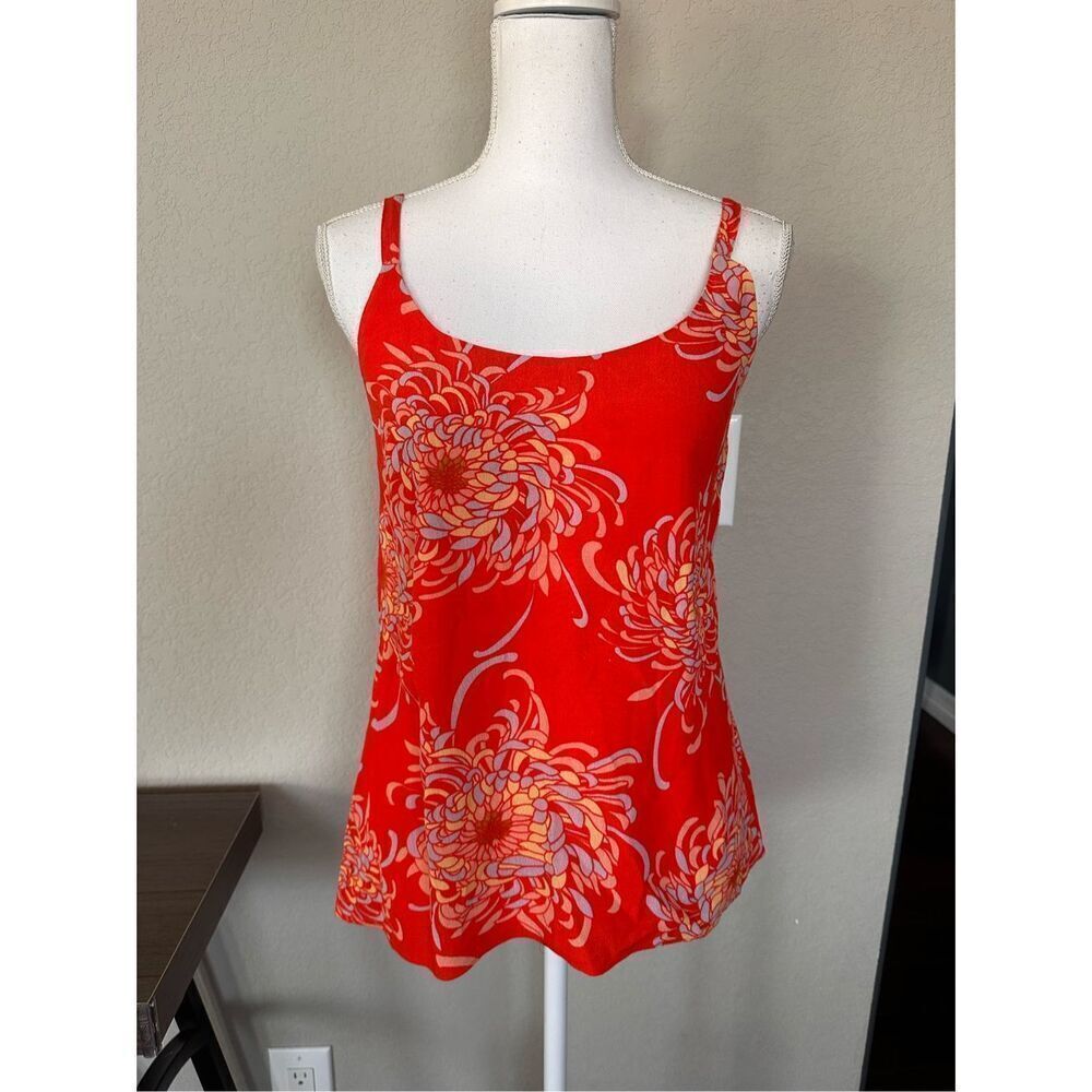 Cabi Orange Floral Adjustable Tank Top XS